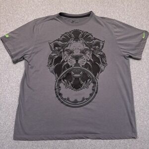 Nike LeBron James Lion Head Graphic T-Shirt Mens XXL Gray Crewneck Dri-Fit Tee